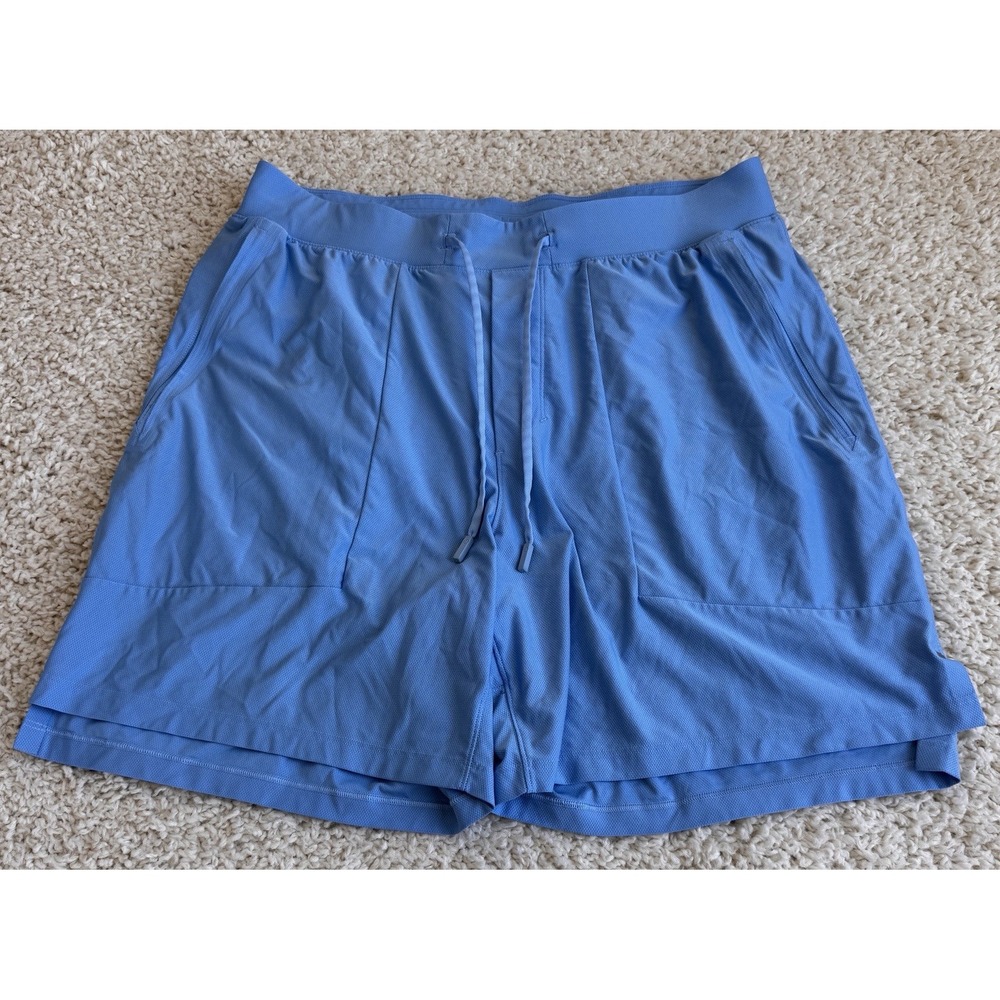 Lululemon Lab Shorts Men Large Blue Excellent Mesh Athletic Drawstring LM7BBIS
